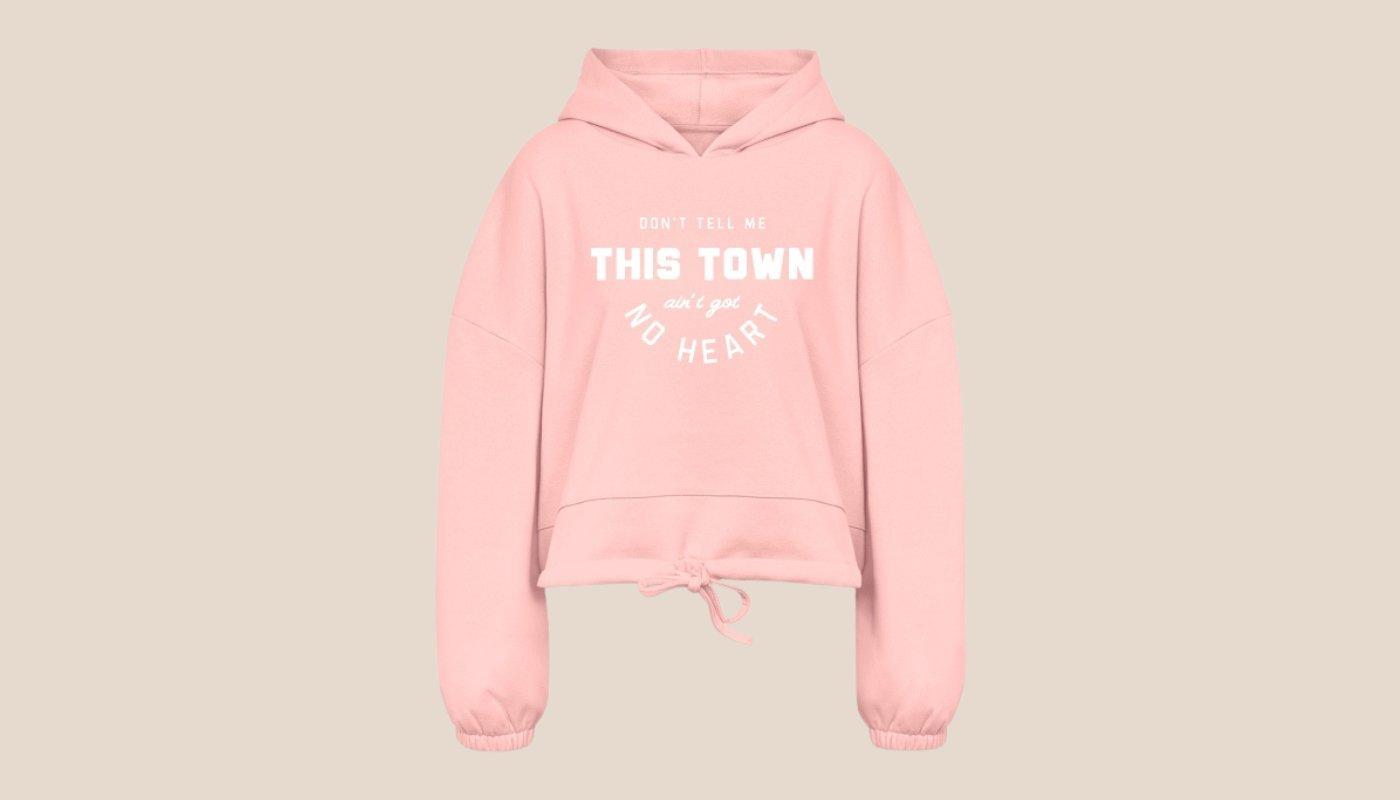 pink slogan cropped hoodie